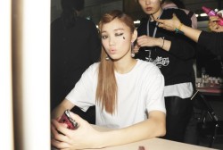 sungkyunglee-blog:  Lee Sung Kyung at 2015 S/S Seoul Fashion Week ‘Kwak Hyun Joo’ Backstage 