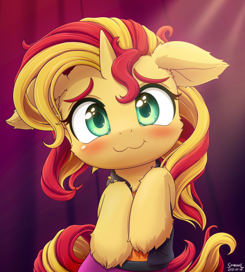 symbianlart: Smiling Sunset ShimmerI wanna draw more ponies in their EQG clothes now. lol :)