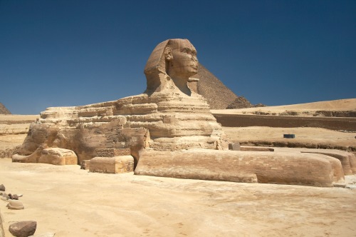 The Great Sphinx, Giza, Egypt. ca. 2520 - 2494 BCE, Old Kingdom.  measures 65&rsquo; x 240&