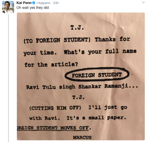 diversemovies:Kal Penn tweets out some of the racist scripts he read in his early days of acting.