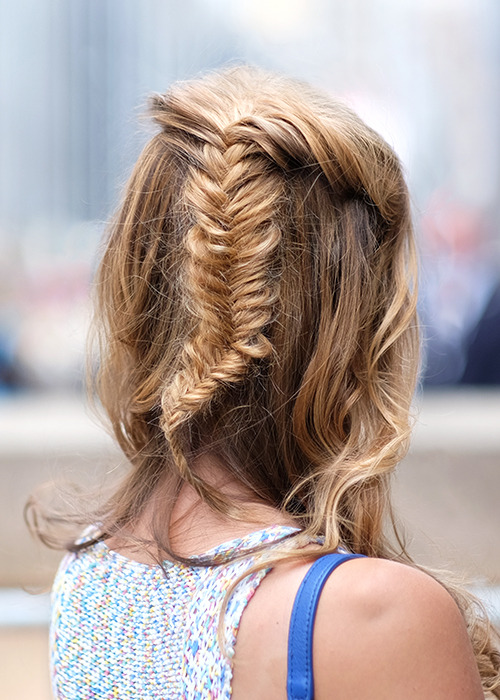 For a busy gal on the run, a casual half-up fishtail is the perfect solution for convenience and sty