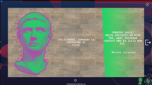 A screenshot of the new Brutus hacker tool, designed to crack caeser cyphers. The text is in both Spanish and Latin. Spanish because I wanted to show off the Spanish localization, and Latin because Brutus always speaks Latin.