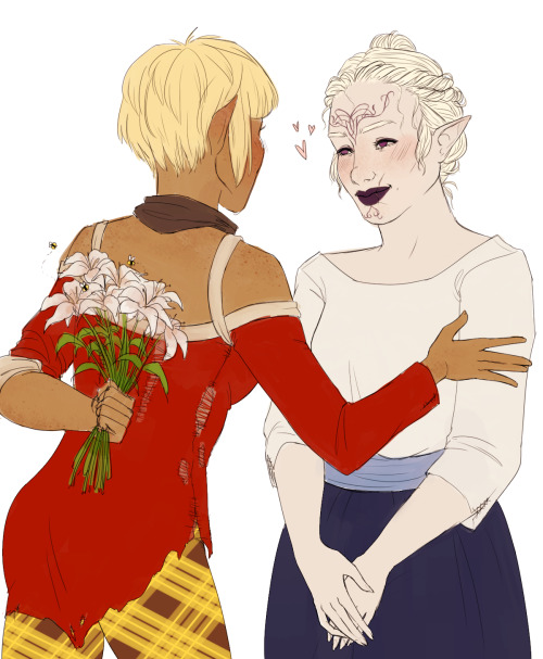 karshilicious:unfortunately sera has no idea that nehn is allergic to bees and lilies 