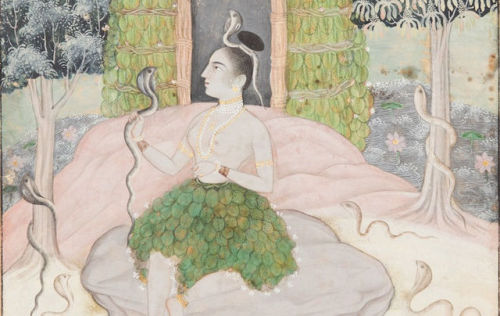 Ascetic Princess with Snakes in a Wilderness Asavari Ragini, from a Ragamala, c. 1650.