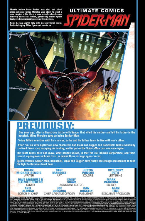 brianmichaelbendis: ULTIMATE COMICS SPIDER-MAN #28Brian Michael Bendis (W) David Marquez (A/C) Justi