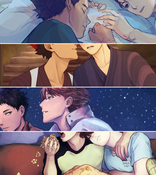 kittlekrattle:  Moments : An Iwaizumi x Oikawa Fanzine Preorders are now open! A collection of moments, big and small, shared by Iwaizumi and Oikawa through the years.  Collected in a 32-page, full color illustration fanzine featuring the work of 21