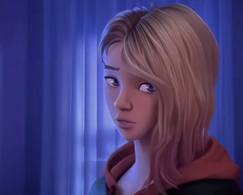 Gwen In Miles‘ Jacket.