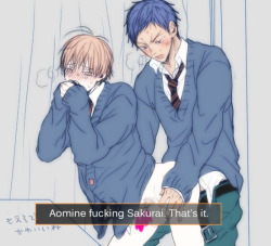 dirtyknbconfessions:  “Aomine fucking Sakurai. That’s it.&ldquo; - Anonymous submitter [Image Source]