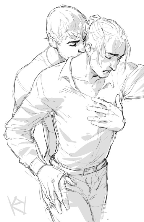 rebelflet:  illust for this awesome fanfiction!   A Hundred Years From Now… student Garret Hawke and Dr. Elias Anders   