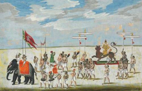 Durga Puja Procession , Tanjore, circa 1850.