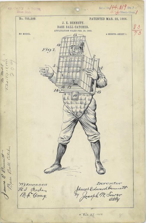 surroundedbybooks:todaysdocument:Just in time for Game 6 of the World Series:Drawing of Equipment fo