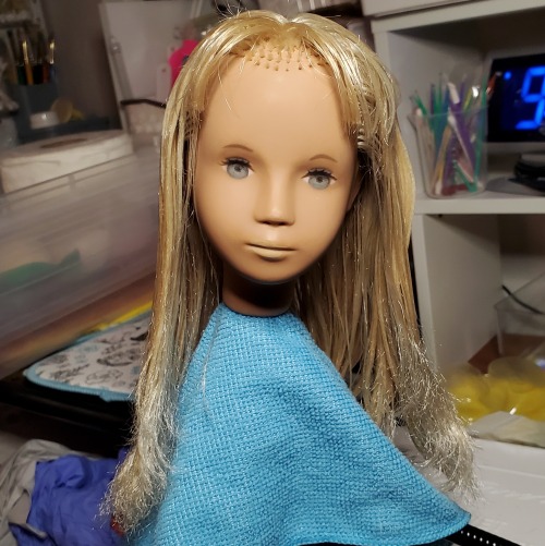 Sasha doll updates! She got a good thorough wash and I conditioned her hair, then I went about pulli