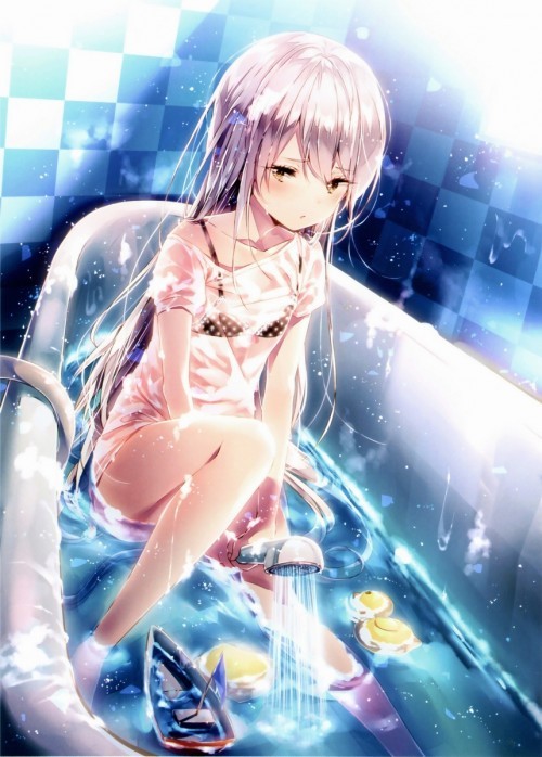 【二次・ZIP】女の子の濡れた服が体に貼り付いたり、透け透けになってるのが堪らん虹画像 | 桃色虹画像 -二次元萌え画像エロ画像まとめ-