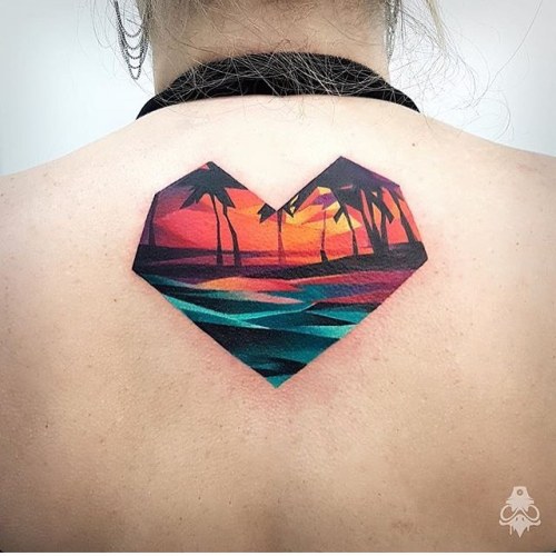 Heart Landscape Tattoo Artist: EQUILATTERA ▲ Private Tattoo Studio ▲ ❂ MIΔMI ❂