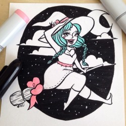 loveteacupkisses:  Happy October everyone! I’m going to try doing #inktober this year so you might be seeing a bunch of ink drawings over the next month! I’m pretty excited about it! Here is my first one, she is the same witch girl from before, I