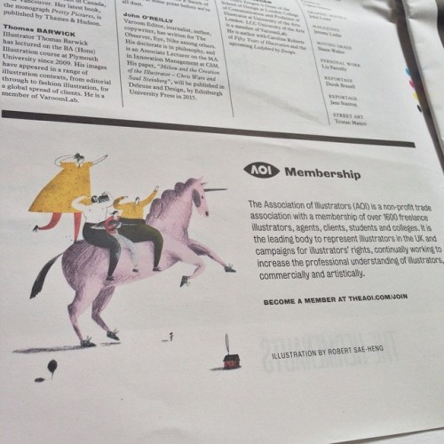 Lovely to see my unicorn I did for #TheAOI making an appearance in the latest issue of #VaroomMagazi