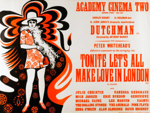 Poster for Tonite Let’s All Make Love in London (1967) / a documentary by Peter Whitehead abou