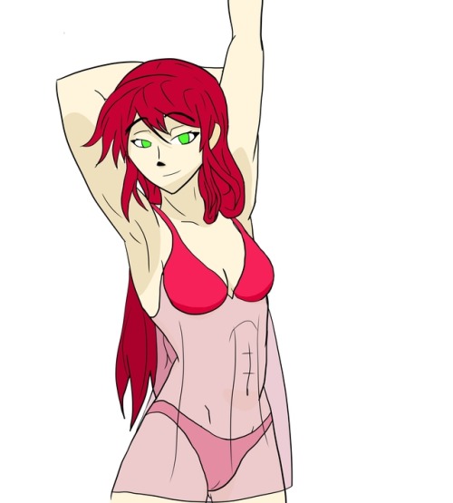 tolavadam:  today is a two days done piece with Pyrrha Nikos from rwby just being in a nightgown&hel