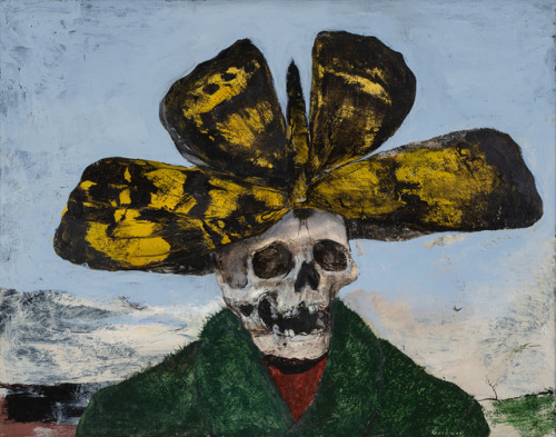 thunderstruck9:Miles Cleveland Goodwin (American, b. 1980), Skeleton Wearing a Butterfly Hat, 2018. 