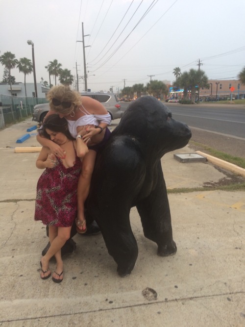 skydivecpl: Mrs skydive (@sexymaywaters) and littlesexykc visiting the gorilla on South Padre Island