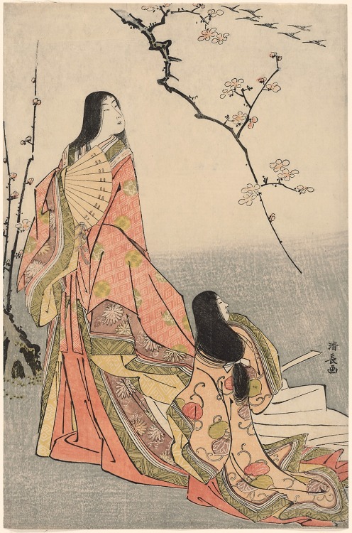 aic-asian: Ise watching a flock of geese, from an untitled series of court ladies, Torii Kiyonaga, 1