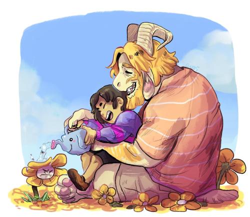 moofrog: thatonegojimun: happy fun gardening times with goat dad and weird grumpy sib Look at them j