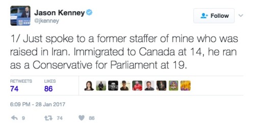 allthecanadianpolitics:  Its a rare day when I can find myself agreeing with anything that Jason Kenney says; but its 2017, and here we are.Jason Kenney is Canada’s former Minister of Immigration. When he was in government he belonged to the Conservative