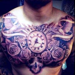 tattooedbodyart:  The chest is one of the