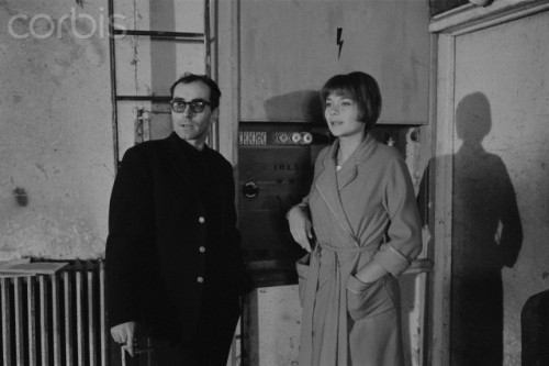Macha Meril and Jean-Luc Godard on the set of his movie Une Femme Mariee.