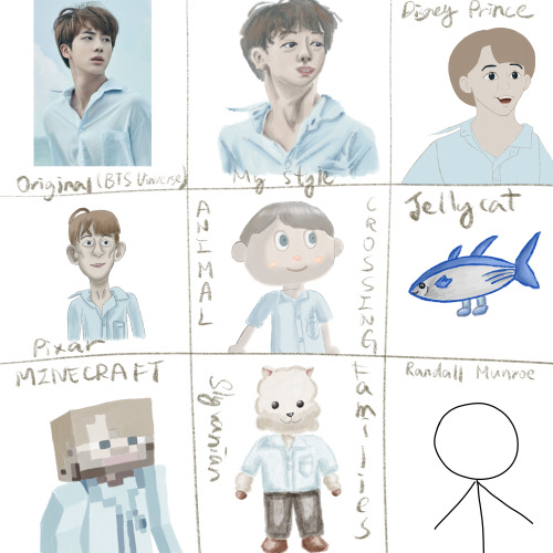 Just WWH Seokjin In Different Styles (not Exactly Thr Same As Those Artstyles But The Main Purpose Is