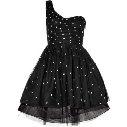 schoolfashiontrends:  Saint Laurent One-shoulder polka-dot tulle dress   ❤ liked on Polyvore (see more slimming dresses)