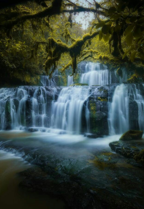 landscape-lunacy:Purakaunui Falls, New Zealand - by Chandra B.