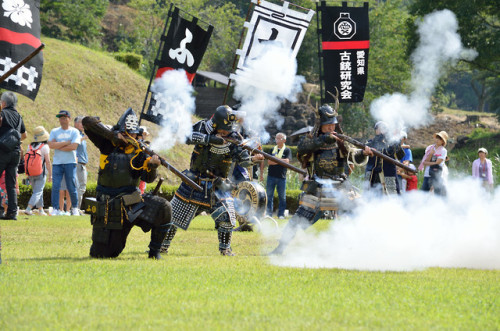 越前朝倉戦国まつり2019火縄銃砲演(大垣城鉄砲隊・愛知古銃研究会)