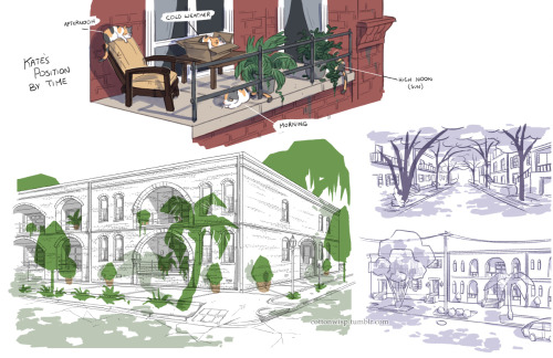 A set of background designs that I’ve put together for a comic I’ve been toying with. Th