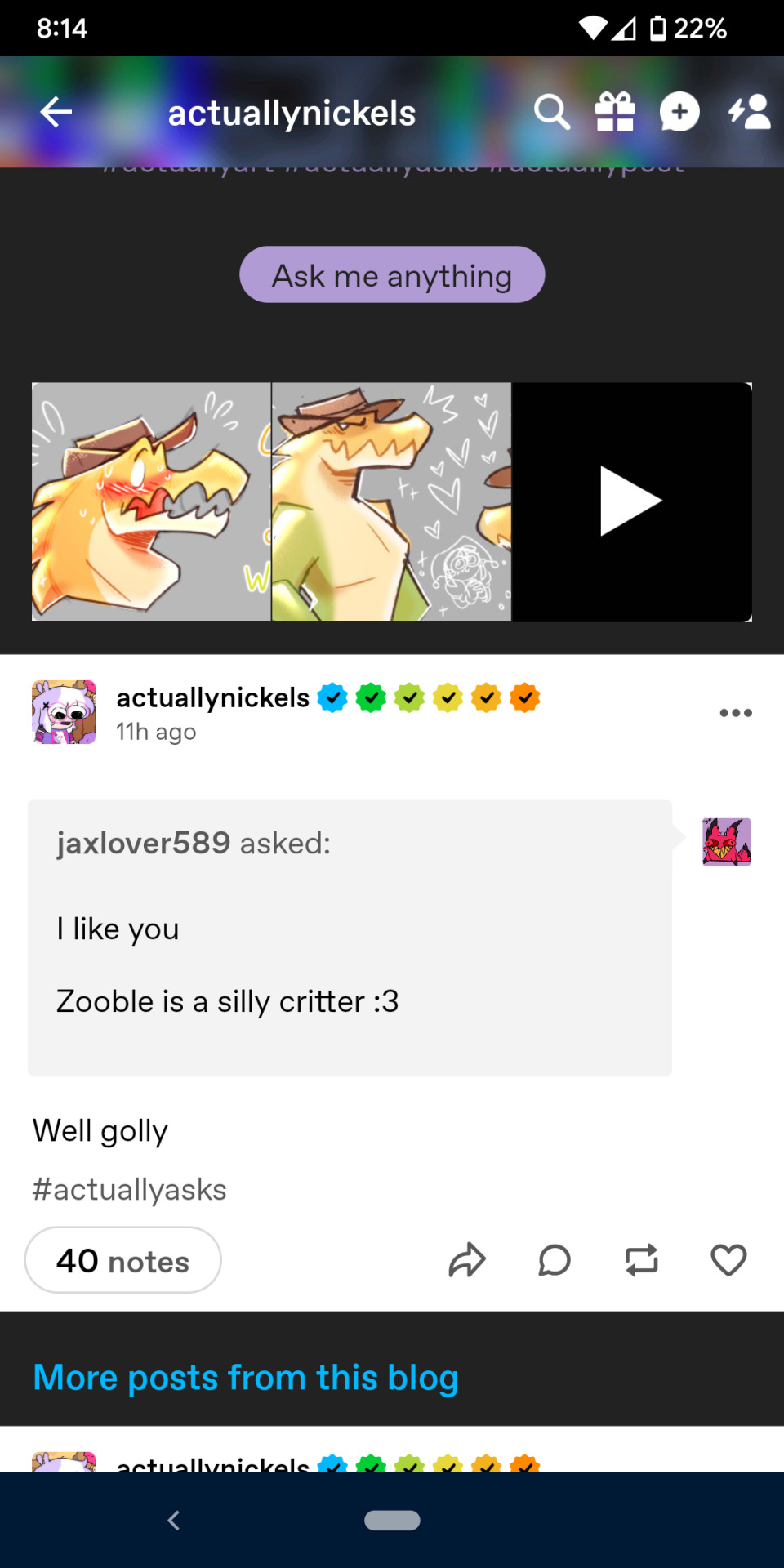 If This Is Actually The Voice Actor Of Zooble (I'm Very Convinced) Then It Was A Very Short Reply And