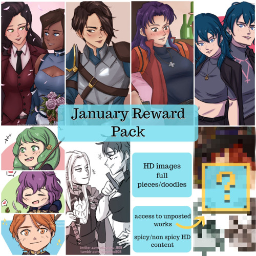 nikoniko808: My January Reward pack comes out Feb 5~ Anyone that joins up until February 29 will be eligible for this pack, but if you want to have the reward pack out on time, join before February 5. Check out my patreon for more details~  patreon |