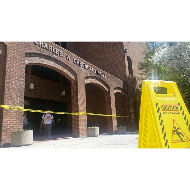 Yes! #ChesnuttLibrary is still open. The building is just being pressured washed. The caution tape and signs are warnings: there will be water dripping. Thanks for your understanding! Tell a friend. #FayState #FSUBroncos #academiclibrary #LibChat...