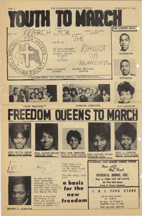 A page from Hosea Williams’ newspaper, The Crusader: an announcement to join The March for the