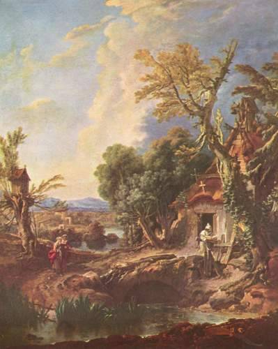 Landscape with the brother Lucas, 1750, Francois BoucherMedium: oil,canvas