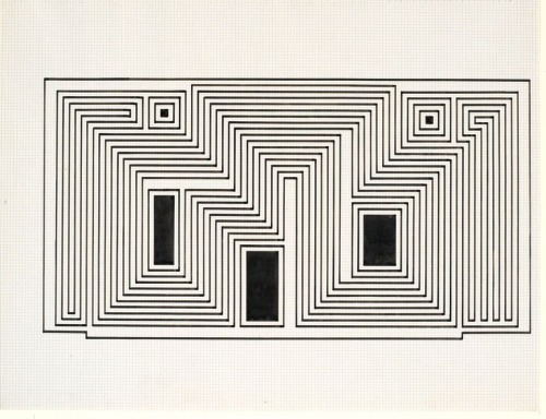 Josef Albers, Study for Sanctuary, ca. 1941-42Ink on paper, 43.2 × 55.9 cmThe Josef and Anni Albers 