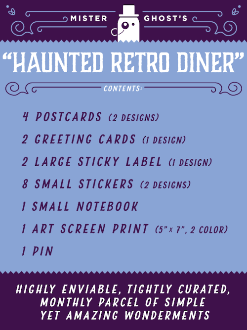 Mister Ghost’s “Haunted Retro Diner” is now on sale! A blind-boxed parcel of stationery and ar