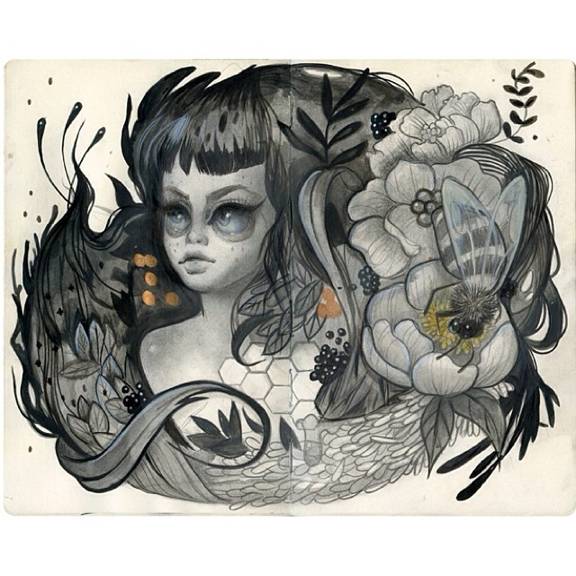 &rsquo; Honeybee &rsquo; - one of my new moleskin pieces I&rsquo;ll be