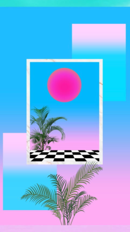 i found these vaporwave images from @digital-rivers and @picscollage i edited them to fit my phone b