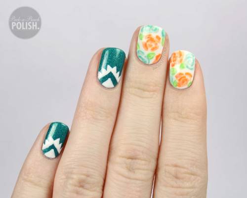 Aztec and Floral Nail Arthttp://www.packapunchpolish.com/2015/03/aztec-and-floral-nail-art-with-vide