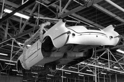 timewastingmachine:  1953 Chevrolet Corvette assembly line 