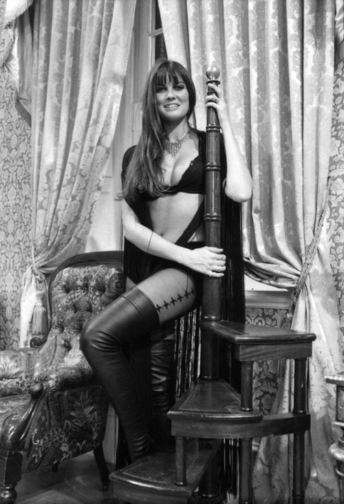 thesaucy70s: Caroline Munro in a series of b/w promo shots taken at EMI Elstree Studios during the f