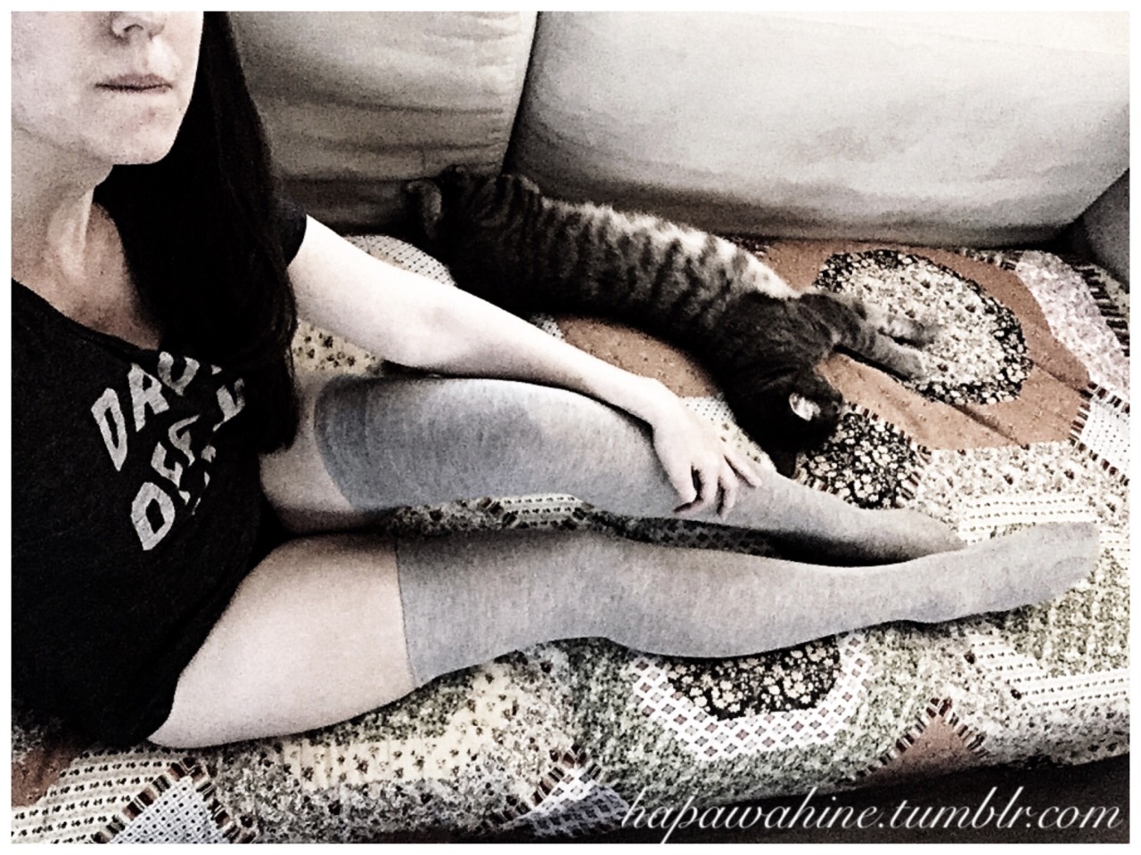 hapawahine:  My very first set of long socks &amp; they make my thighs look fat.