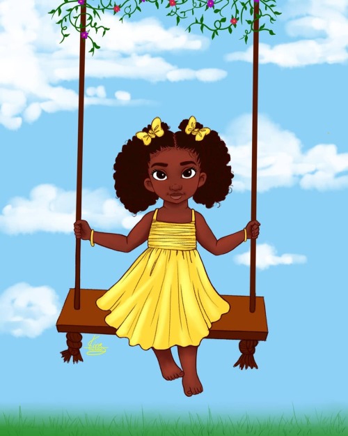 #NewArt &ldquo;Little Girl Swinging&rdquo; now available in my Society6 shop! #littleblackgi