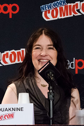Elise Bauman, Natasha Negovanlis, Steph Ouaknine, and Jordan Hall Carmilla panel at New York Comic C