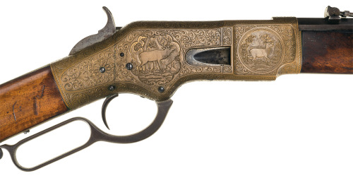 Rare John Ulrich exhibition engraved Winchester Model 1866 lever action rifle.Estimated Value: $65,0